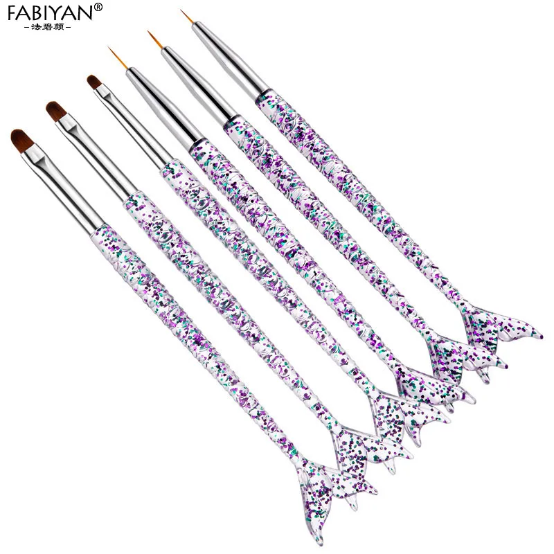 

3Pcs/set Nail Art Mermaid Handle Grid Stripes liner Painting Brush Acrylic UV GEL Extension Drawing Pen Manicure Toos