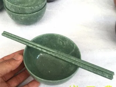 Natural Lushan Mountain jade, rice bowl / chopstick