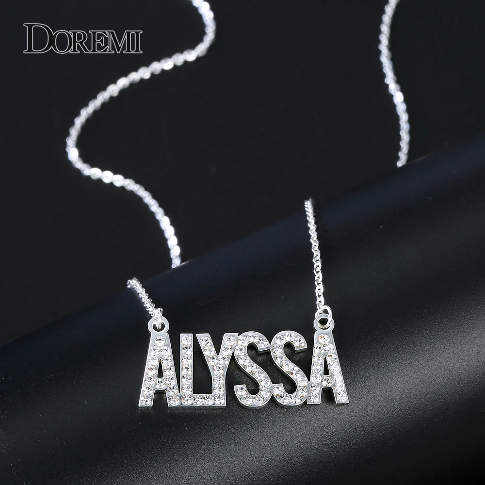 Personalized Crystal Zirconia Letters Necklace Custom Name Pendant Iced Out Stainless Steel Choker Do Not Fade Jewelry WomenGift