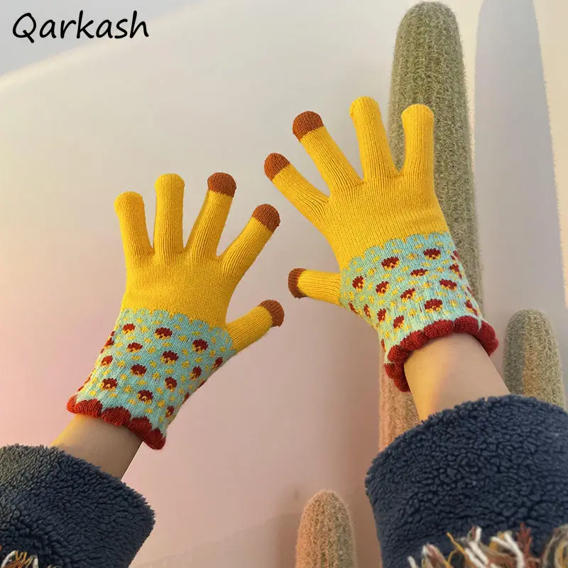 

Gloves Women Design All-match Warm Simple Stylish Girls Kawaii Winter Couple Thick Korean Style Tender Daily Popular Hot Sale