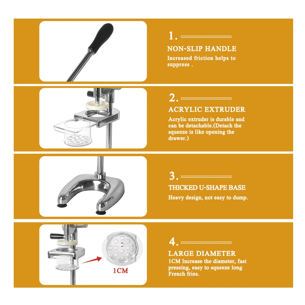 30cm Super Long French Fries Maker Manual Squeeze Machine Extrusion Batter Mashed Potatoes Fried Chip Processor Tool