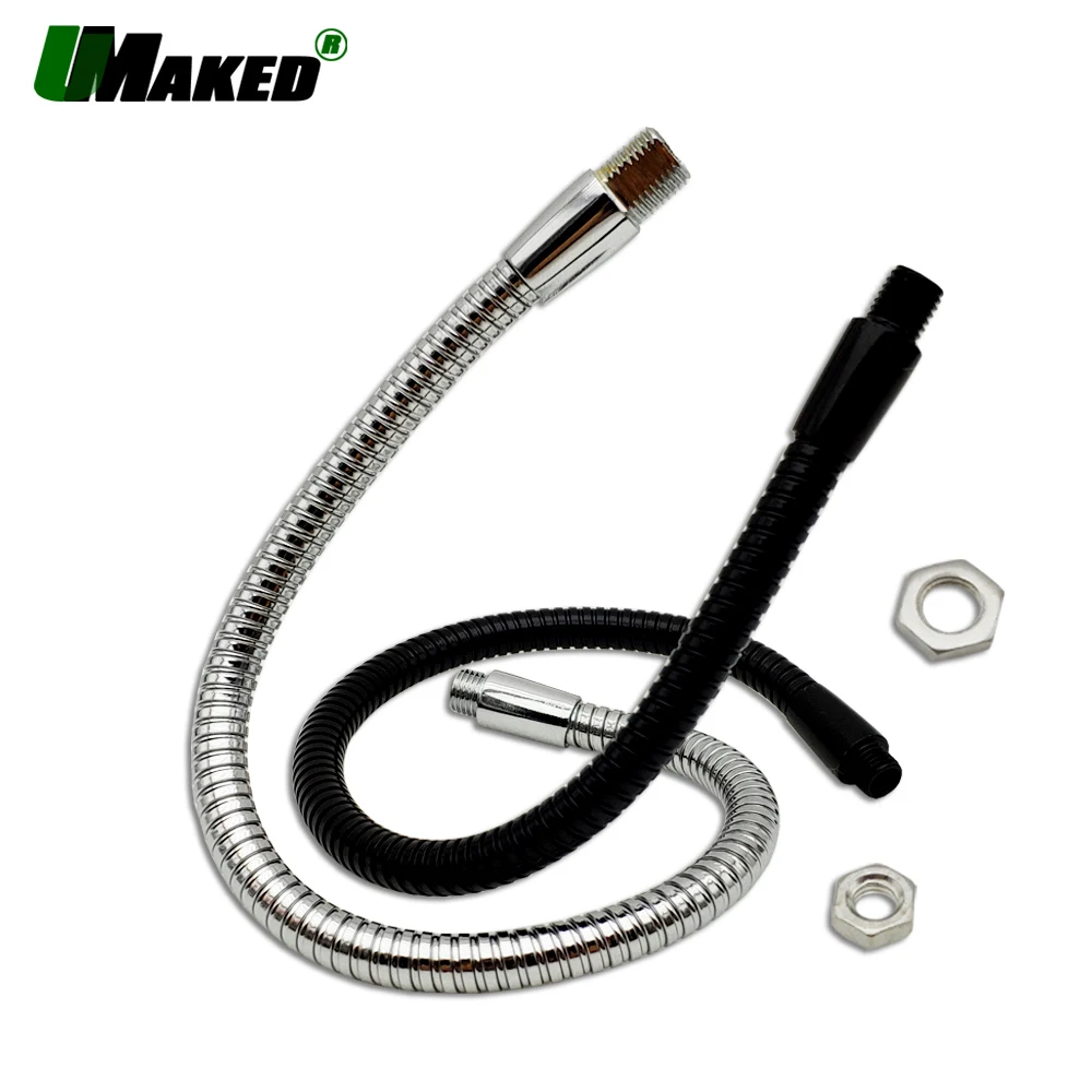 10pcs Diameter 8mm led gooseneck 10-50cm Desk lamp Flexible holder M8 M10 universal soft pipe Chrome Hose Metal serpentine tube