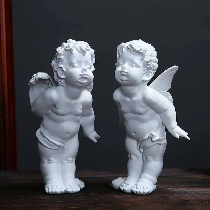 European Kissing Cupid Angel Resin Statue Ornaments Home Livingroom Desktop Sculpture Crafts Bookcase Store Figurines Decoration