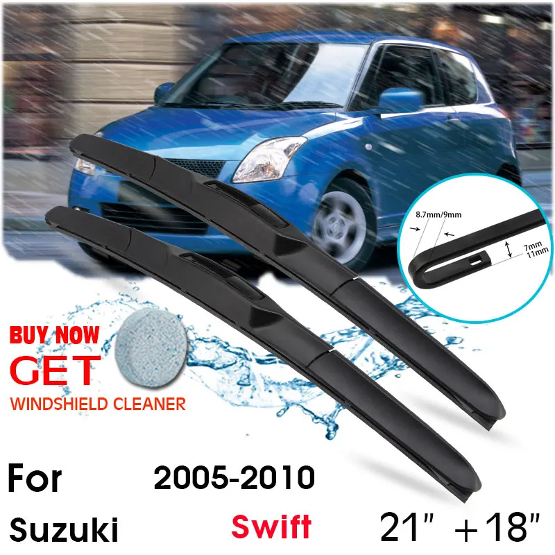 

Car Wiper Blade Front Window Windshield Rubber Silicon Refill Wipers For Suzuki Swift 2005-2010 LHD/RHD 21"+18" Car Accessories