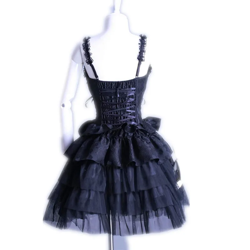 Women's Gothic Lolita Cosplay Dress Sexy suspender layered skirt RQ-BL rqbl 21077