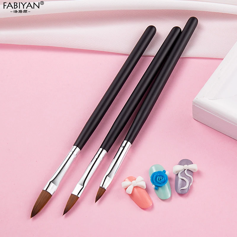 Nail Art Sculpture Carving Bloem Borstel Acryl Liquid Powder Bloem Vormgeven Pen Uv Gel Tekening Puntjes Tool 3 Stks/set