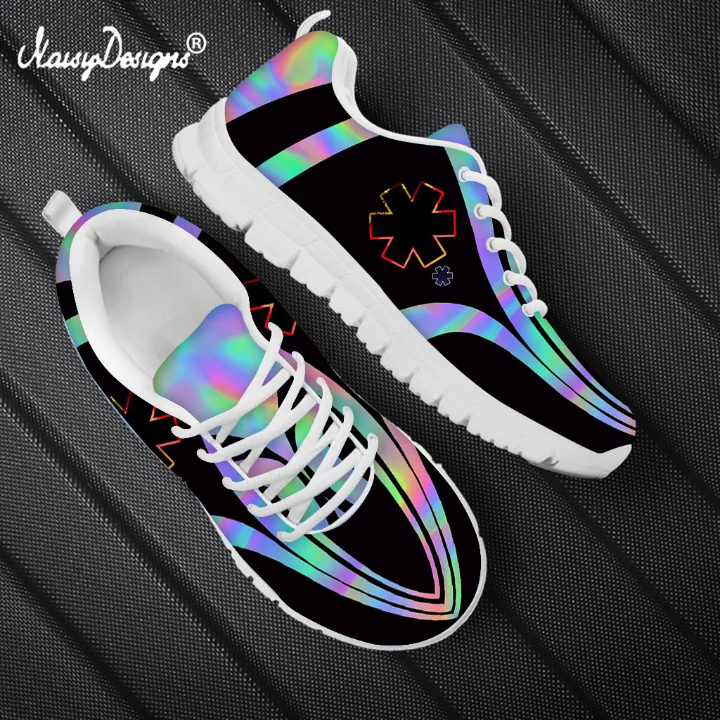 Noisydesigns Paramedic EMS EMT Printed Women Casual Mesh Shoes Lightweight Lacing Sneakers Male Breathable Flat Shoes zapatos