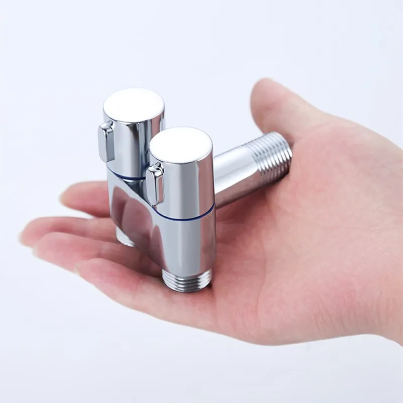 3-way Angle Valve G1/2 Mini Sink Multi-function Faucet Brass One-In-Two-Out Washing Machine Toilet Silver Bidet Sprayer Valve