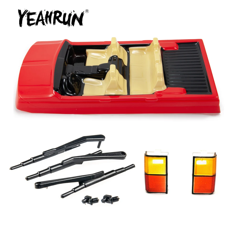 YEAHRUN 1/10 RC Crawler Car Shell Body Cherokee Interior Decoration Tail Light Cover Rubber Wipers for Axial SCX10 II 90046