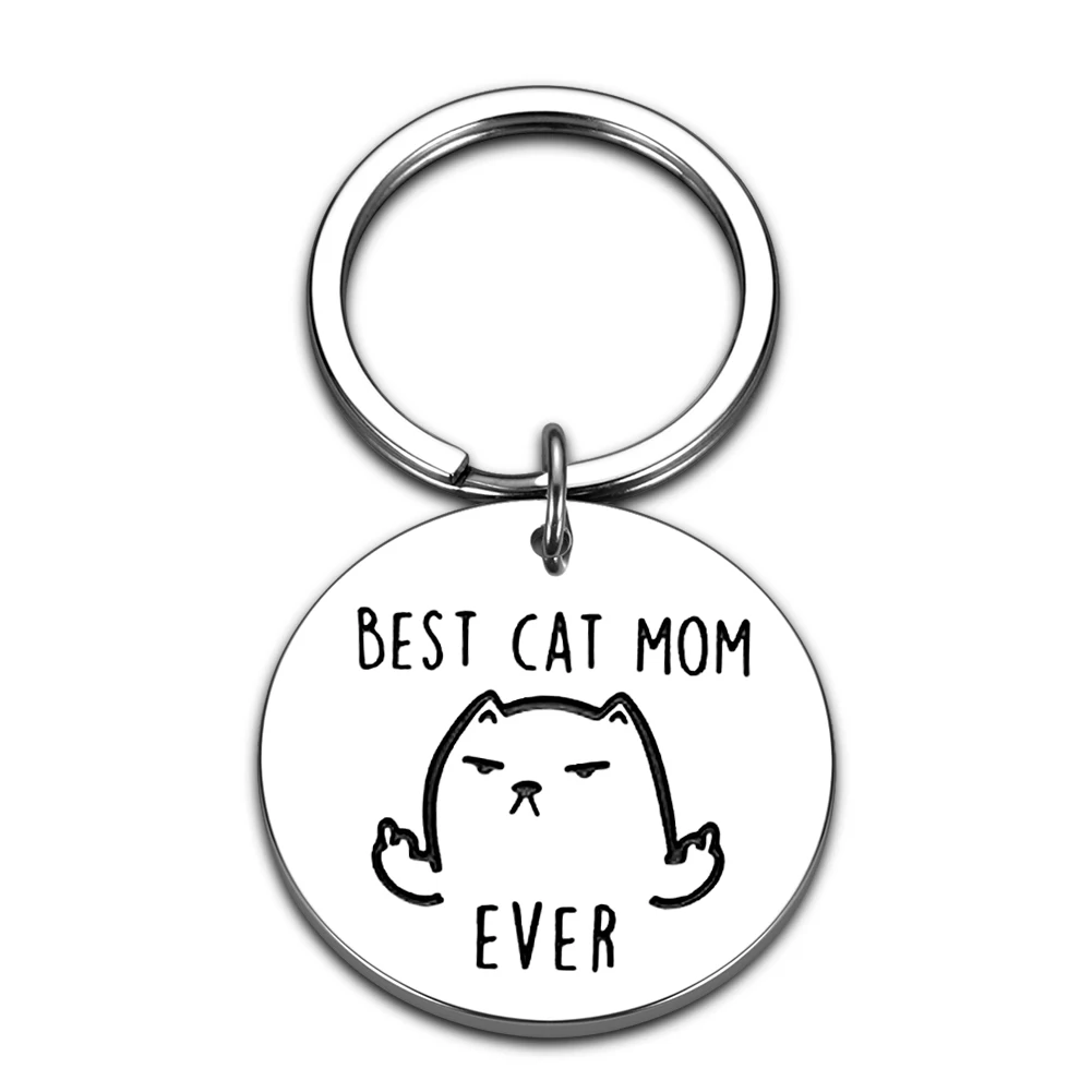 Cat Funny Best Friend Keychain Birthday Thank You Gifts for Women Men Anniversary Friendship Presents for BFF Daughter Son