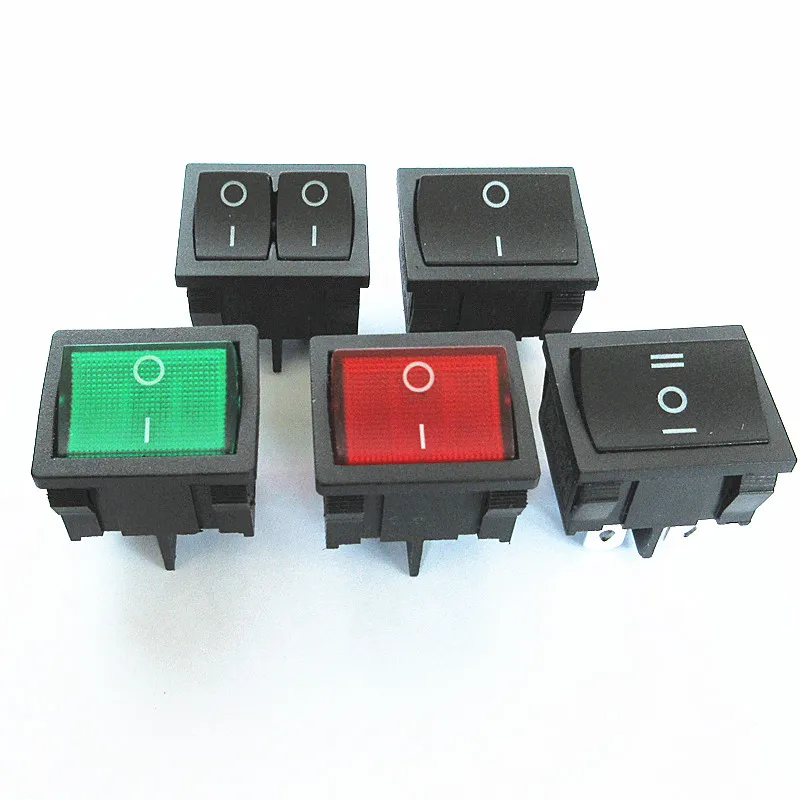 

10PCS HOT NEW Ship type power switch 2-bit 3-bit button on-ON on-off-ON LED red and green 4PIN 6PIN KCD5