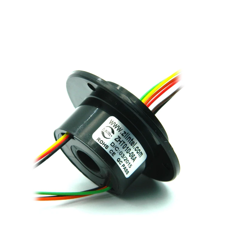 Mini Hole 10mm Hollow Slip Ring 6 Channels 2A Conductive Electric Slipring Rotary Joint Connector 240V AC/DC ZHT010-06A