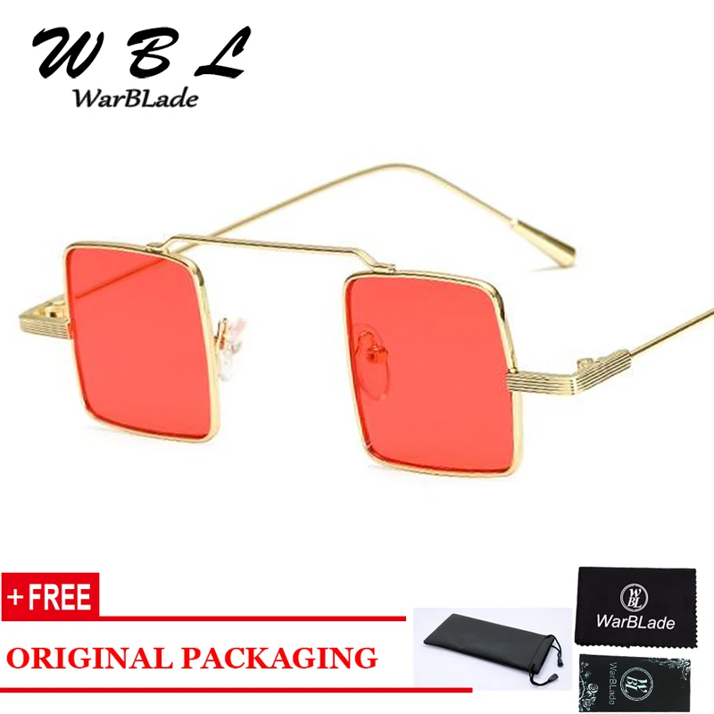 

WarBLade High Quality European Small Square Sunglasses Men Retro Metal Frame Pink Yellow Blue Red Vintage Sun Glasses For Women
