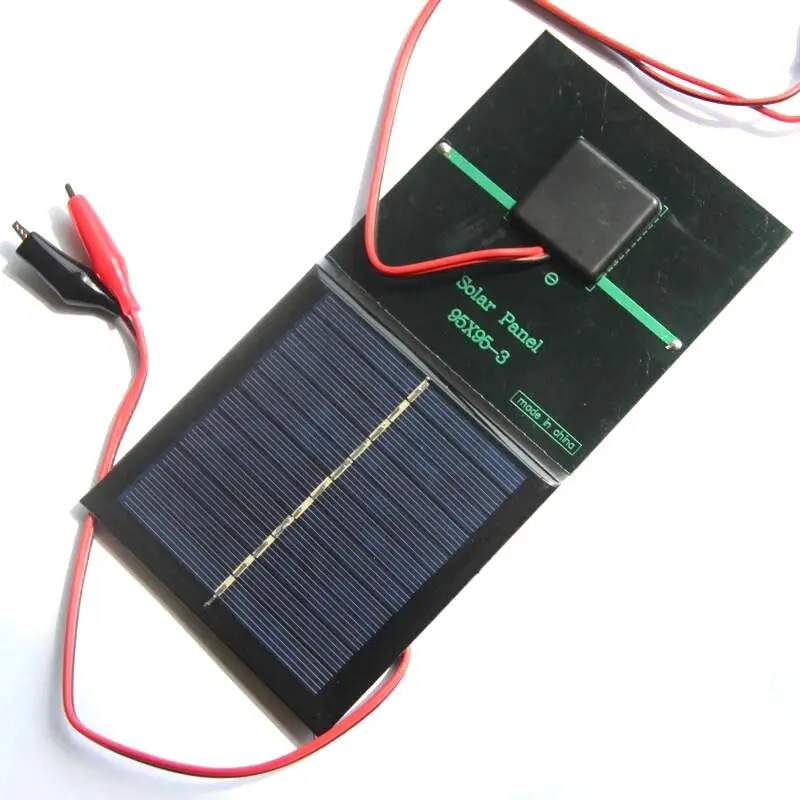 Promotion! 1W 5.5V Solar Cell Epoxy Polycrystalline Solar Panel+Clip For Charging 3.7V Battery System Toy LED Light Study 95*95M