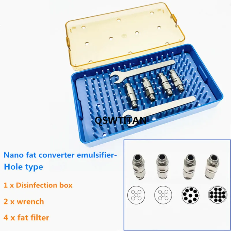 Fat grafting vacuum Liposuction needle converter with Sterilization box Liposuction needle emulsifier Medical science practise