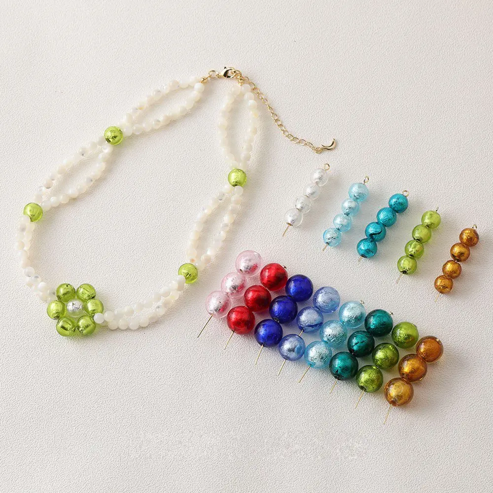 8PCS Coloured Glaze Glass Beads Superior Quality Charms for Jewelry Making Necklace Bracelet DIY Accessories