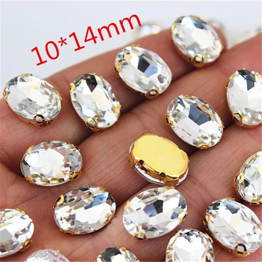 Micui 30pcs Mixed Shape Crystal Glass Golden Stainless Steel Claw Rhinestone Clothing Applique Stones Flat Back Sew on DIY MC776