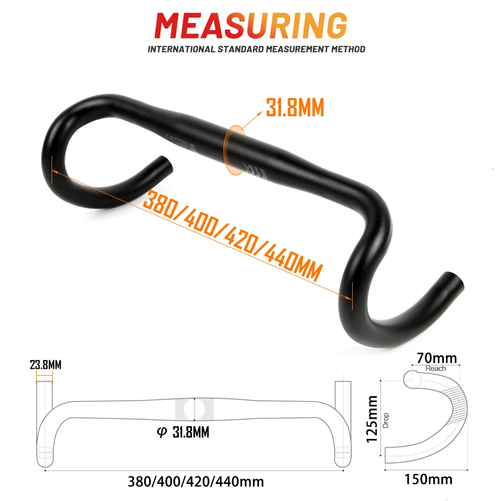 UNO Ultralight 7050 Aluminum Bent Handlebar Racing Bicycle Road Bike Handlebar 31.8*380/400/420/440mm Drop Bar Bicycle Handle