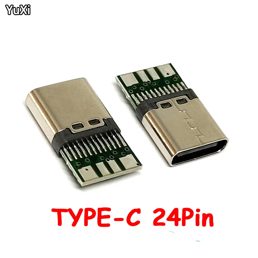 

YUXI 1PCS USB 3.1 Type C Connector 24Pin Female with PCB Soldering Wire Type 4-pin Data Length 15mm