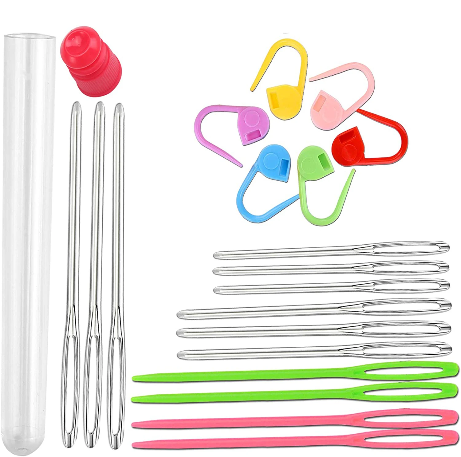 31pcs/set Sewing Knitting Needles Kits Plastic Knitting Needles Colorful Crochet Locking Stitch DIY Yarn Craft Sewing Tool