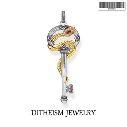 Pendant Key With Golden Snake 925 Sterling Silver Fit Necklace 2022 Summer New Fine Women Jewelry Vintage Lucky Bijoux Gift