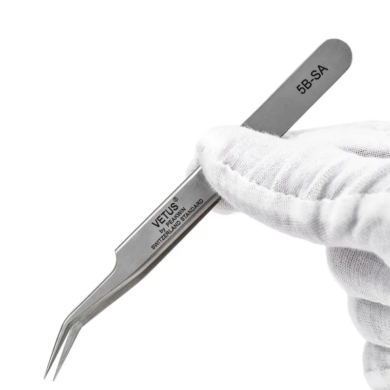 VETUS 5B-SA Tweezers For Eyelash Extension Professional Stainless Steel False Eyelash Tweezers Non-magnetic 3D accurate tweezers