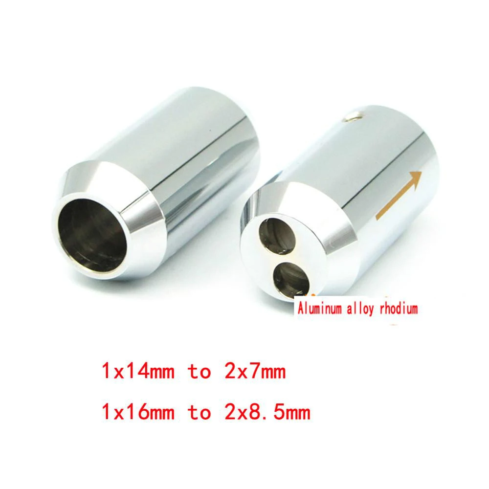 

4pcs HiFi Aluminium Alloy Rhodium 1 to 2 Pant Boot Y Splitter Speaker Audio Power Cable Wire Adapter Plug 16mm 14mm