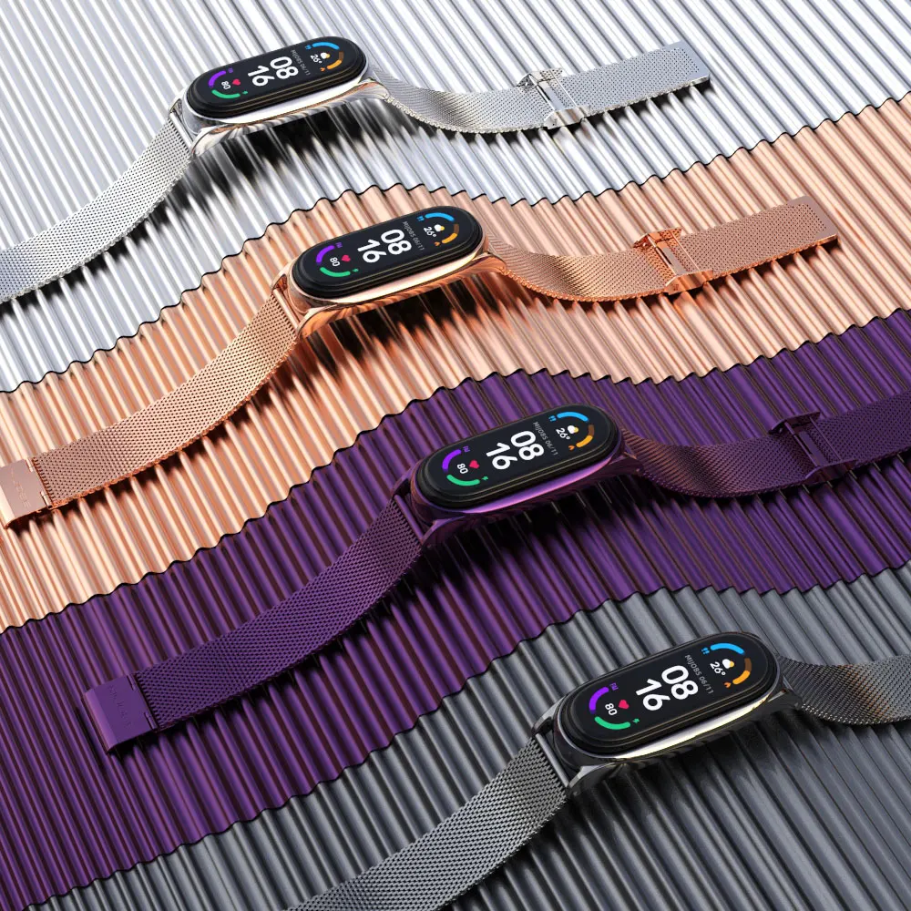 Strap For Xiaomi Mi Band 6 4 5 Wristband Metal Bracelet Stainless Steel Watchband for Mi Band 4 3 5 Strap Wristbands Pulseira