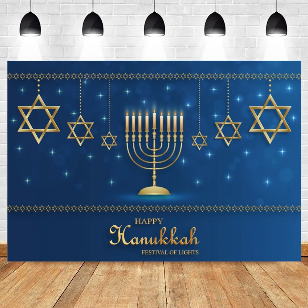 Photocall Judaism Hanukkah Photography Backdrop Candlestick Star Baby Portrait Party Decor Background Photo Studio Photographic