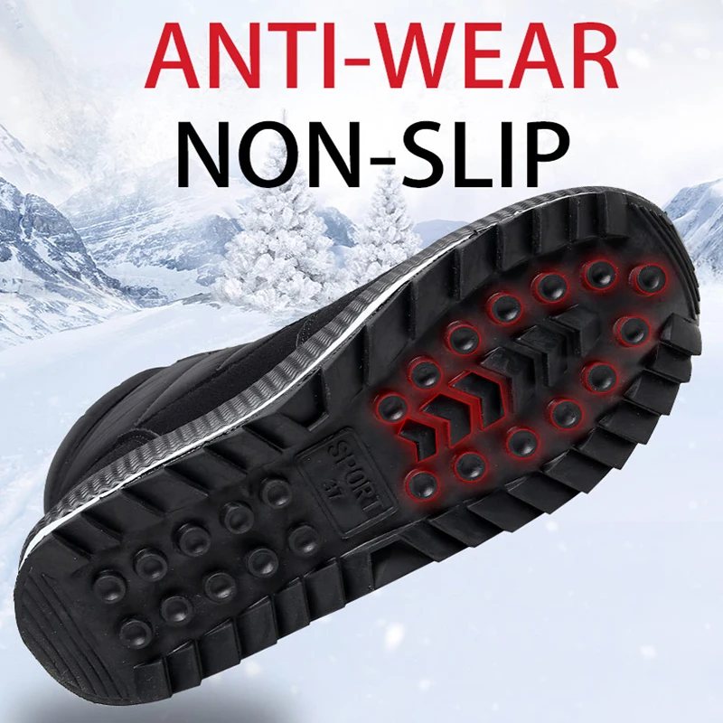 SNOW SHOES Men Boots Winter with Fur 2022 Warm Snow Boots Men Winter Work Casual Shoes Sneakers High Top Rubber Ankle Boots