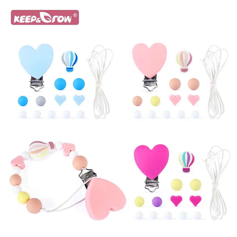 

DIY Baby Pacifier Clip Chain Silicone BPA Free Dummy Pendent Newborn Baby Teething Nursing Toys Hot Air Balloon Bead Teether