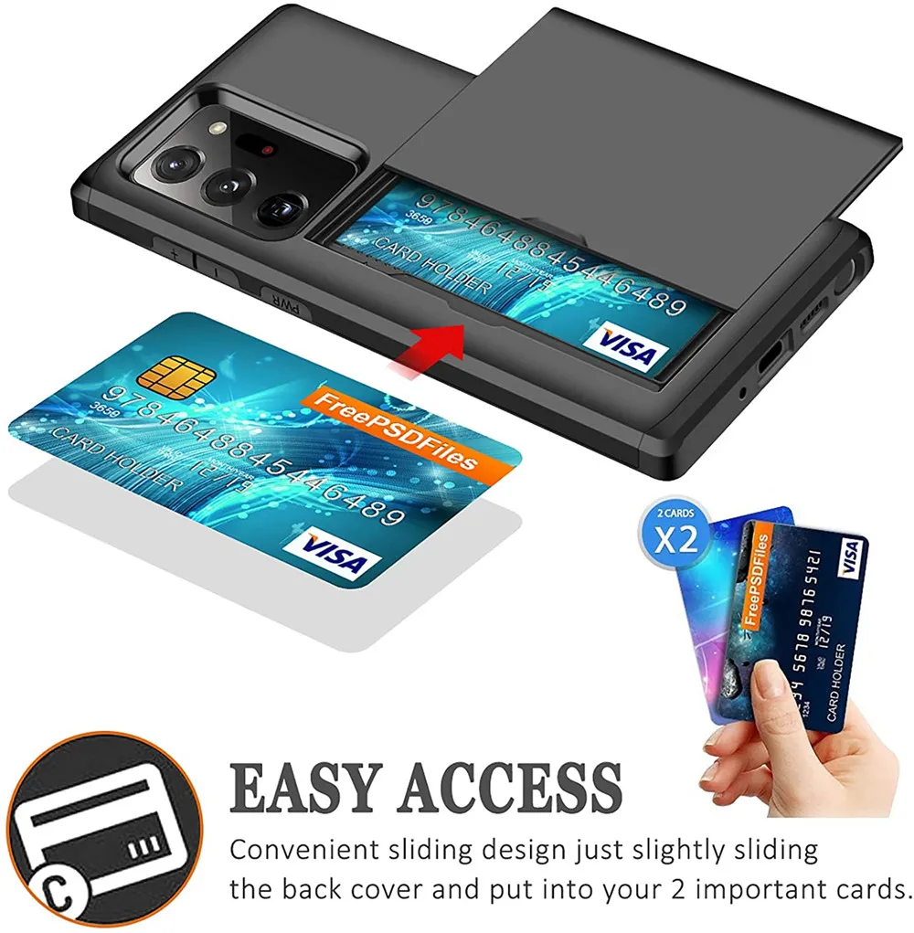 for Samsung Galaxy Note 20 Ultra Case Protective Credit Card Holder ID Slot Case for Samsung Note 20 S21 Ultra S20 Plus FE 5G