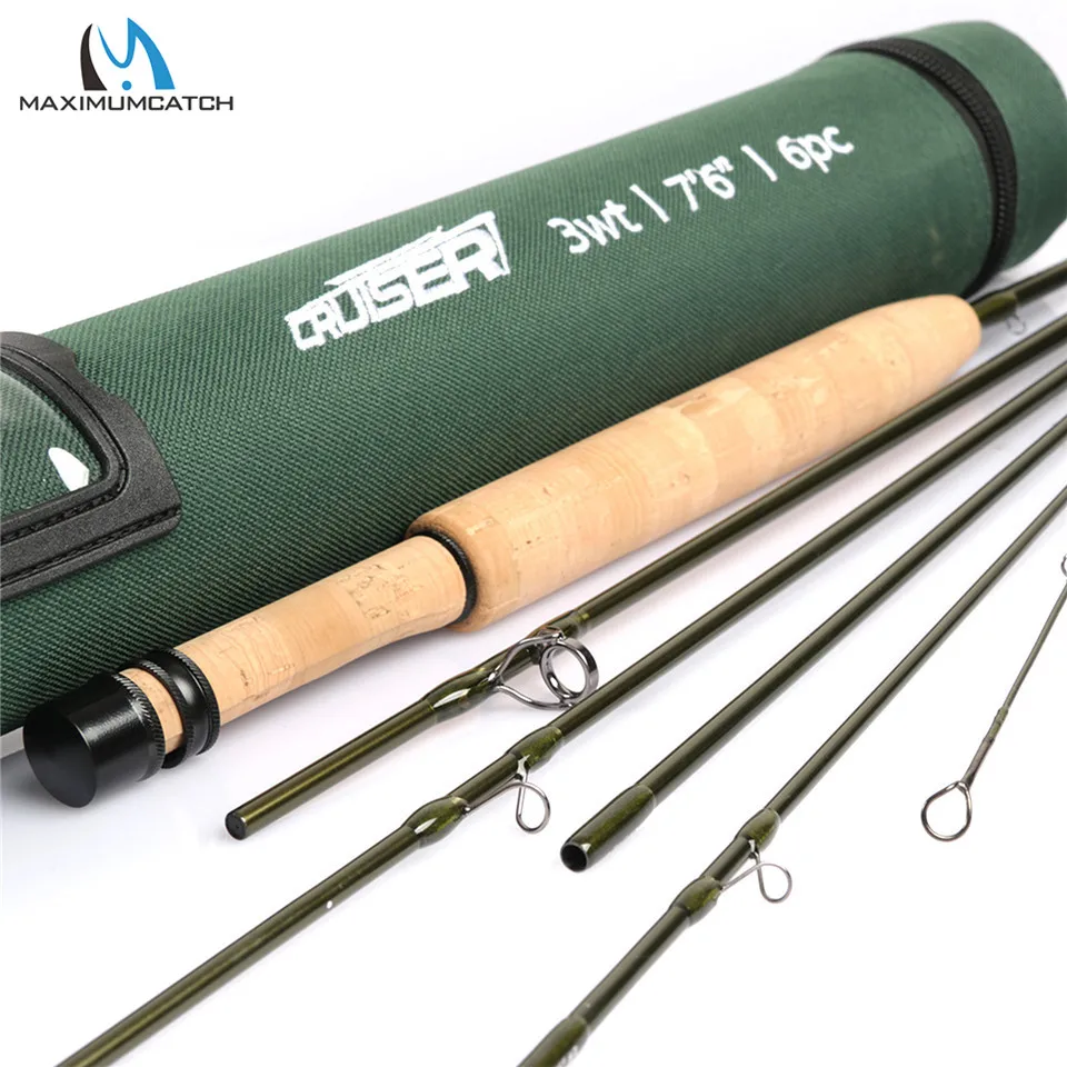 Maximumcatch Cruiser 7/7,5/8 stóp 2/3/4wt wędka muchowa IM10 z włókna węglowego 6-częściowa wędka podróżna z rurką Cordura