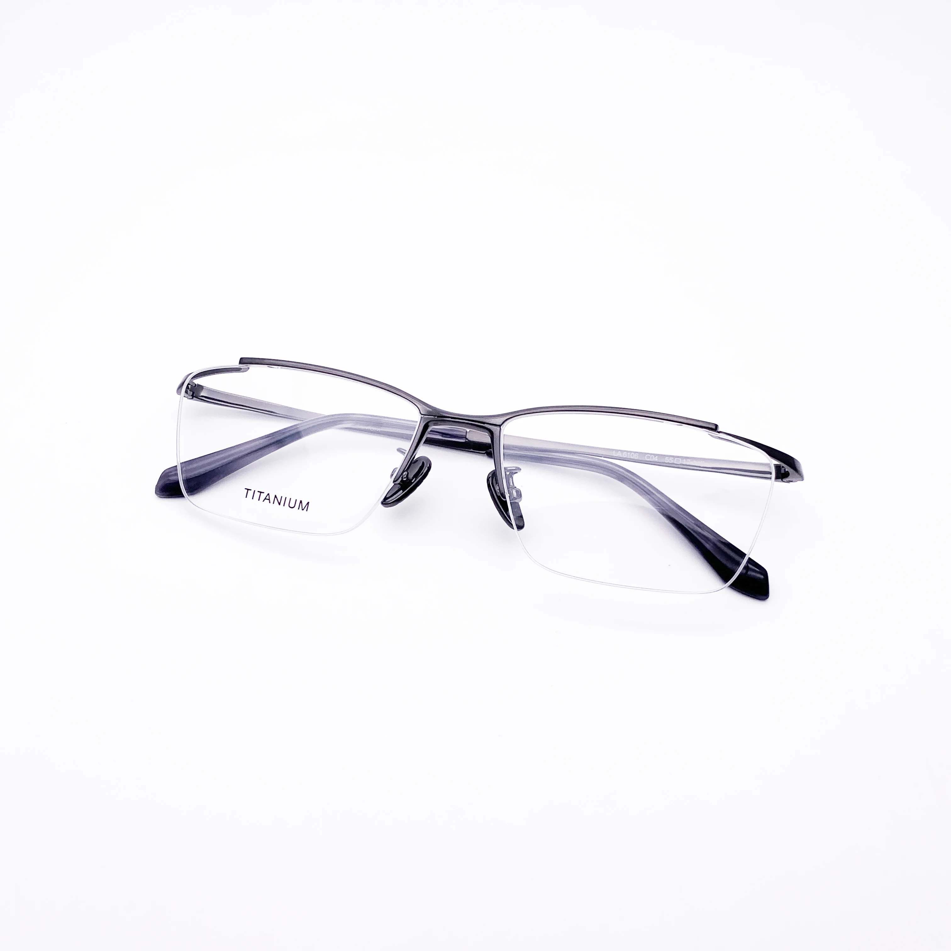 Belight Optical Japan Design Simple Line Pure Titanium Half Rimless Frame Men Prescription Semi Eyeglasses  Eyewear LA6106