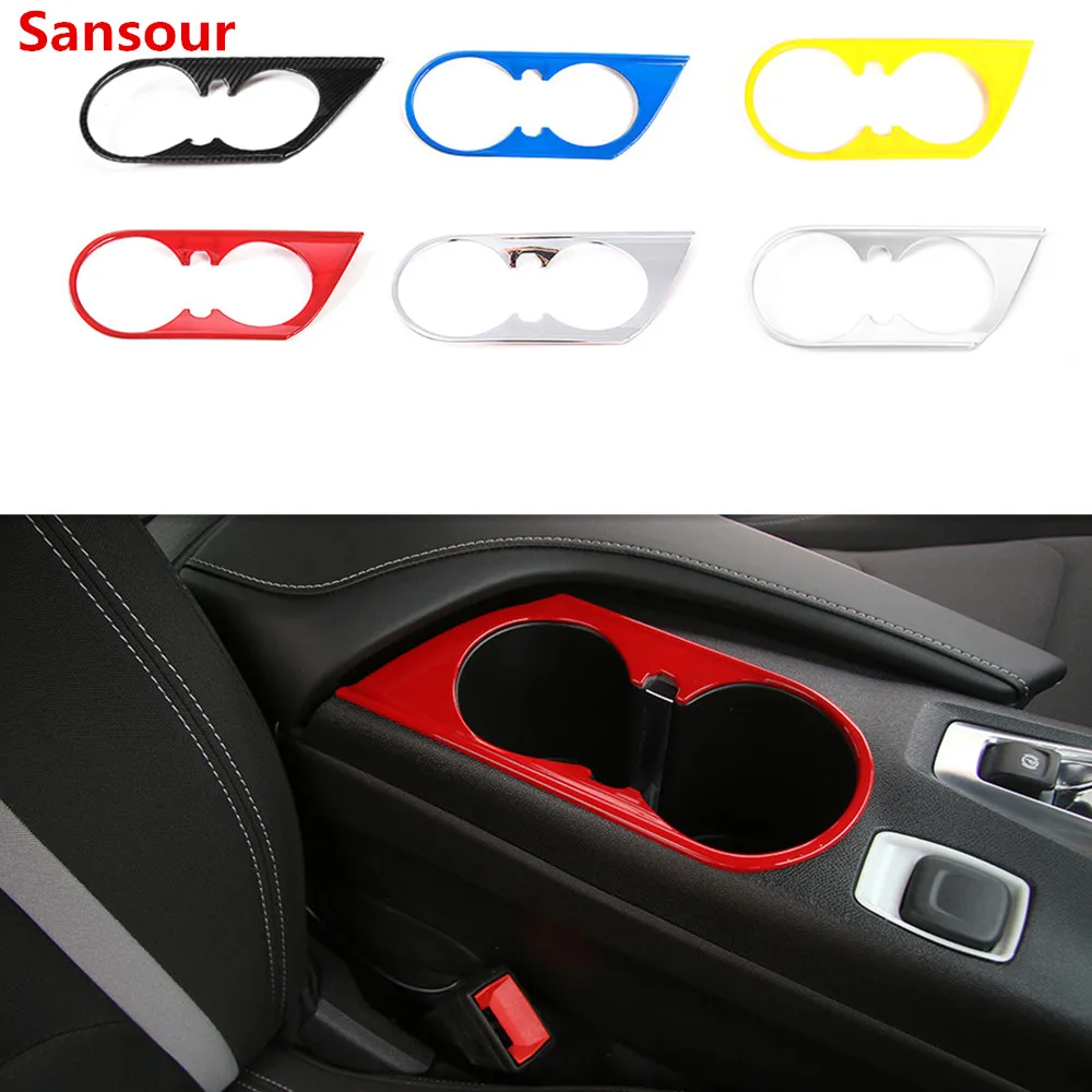 

Sansour ABS Car Styling Front Cup Holder Decoration Cover Trim Frame Sticker 6th Gen for Chevrolet Camaro 2017