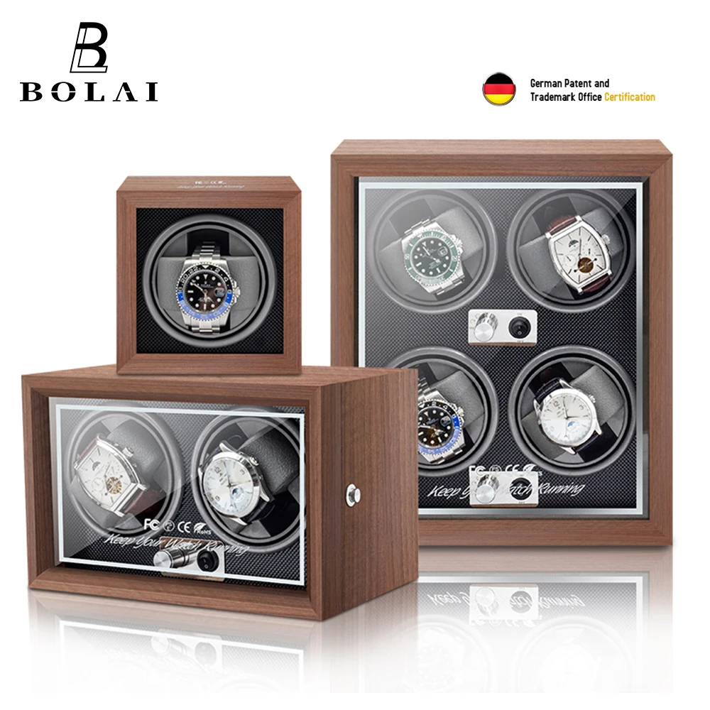 BOLAI Luxury Brand Wood Watch Winder High-End 1 2 4 Slot Automatic Watches Box with Mabuchi Moto Watch Cabinet Clock Storage Box