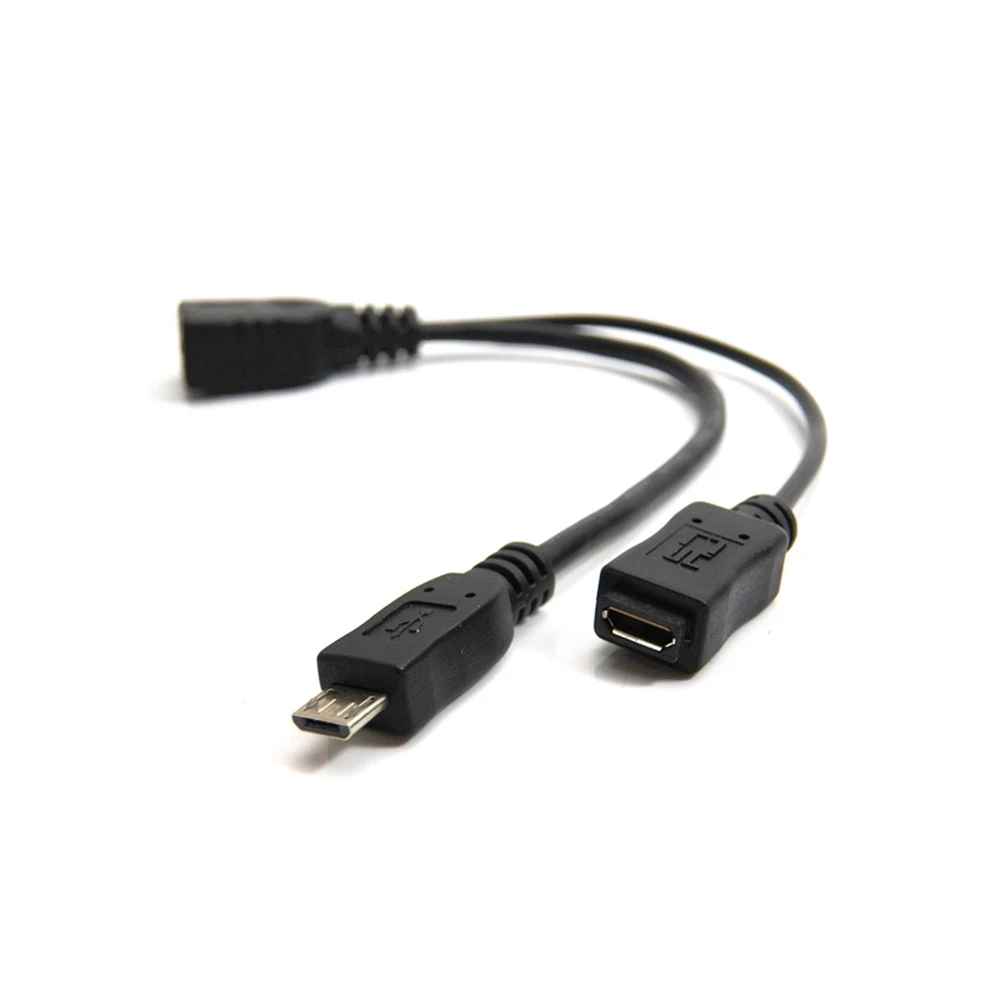 2 In 1 OTG Micro USB Host Power Y Splitter USB Adapter to Micro 5 Pin Male Female Cable