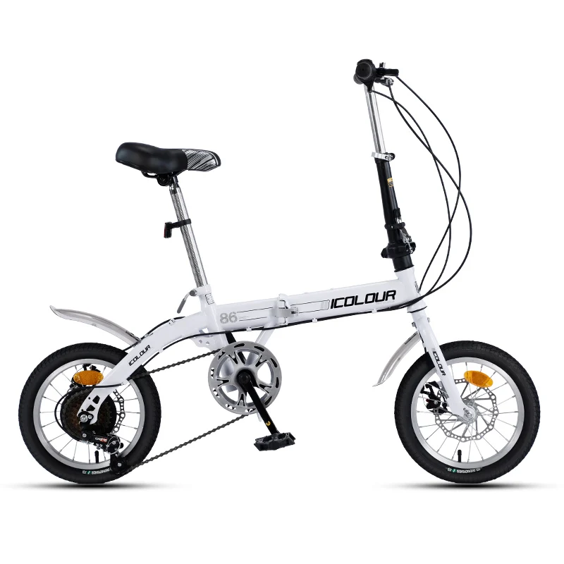 14 inch Foldable bicycle High Carbon Steel Frame 6 Speed Women's lightweight Portable Bicycle Disc brake Small Mini Bike