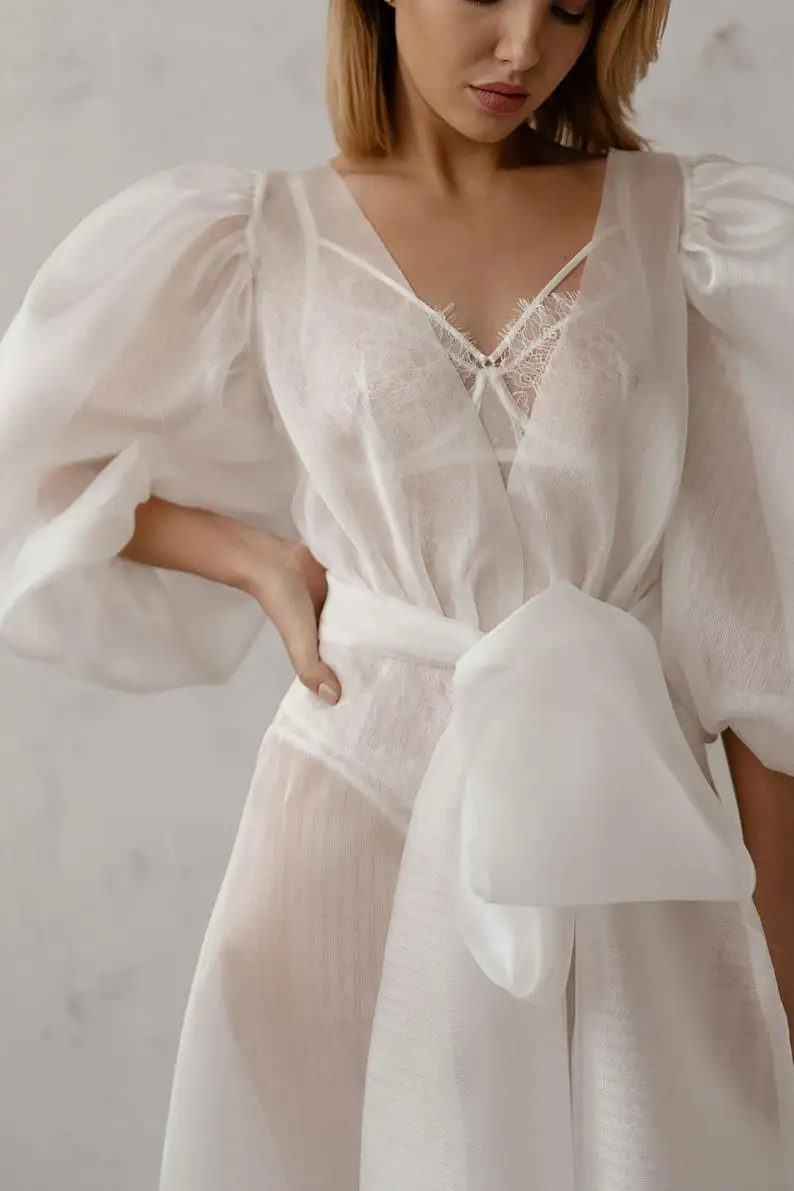 2021 White Bridal Chiffon Robes Long Floor Length Sheer Women Dresses Photo shoot Maternity Dressing Gowns for Photography