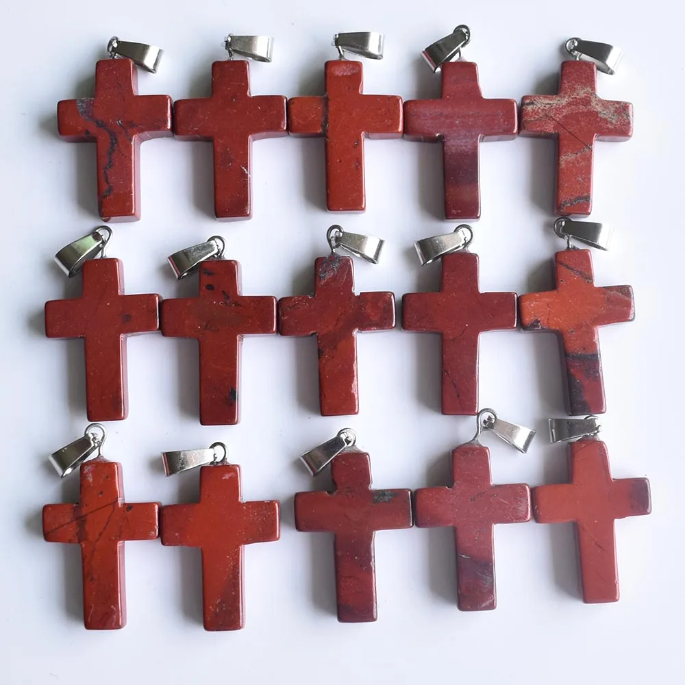 

2020 fashion high quality Natural rainbow stone cross pendants charms for jewelry making 50pcs/lot wholesale free shipping