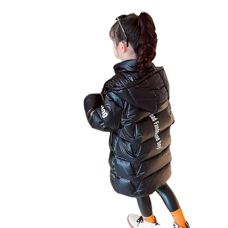 Girls Boys Down Coat Jacket 2021 Princess Warm Plus Velvet Winter Autumn Cotton Tops Teenager Cardigan Kids Children\'s Clothes