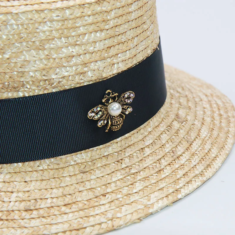 New Fashion Bee Long Ribbon Girls Sun Hats Women Summer Straw Beach Hats Parent-child Hat Children Visor Cap Wholesale NH818