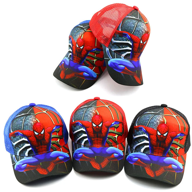 Children 's Breathable Mesh Hat for Going out Summer European American New Adjustable Cartoon Anime Spider Boy's Baseball Cap