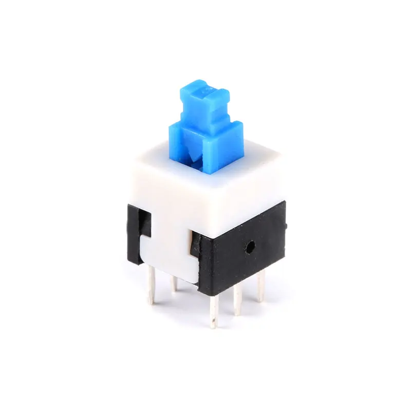 20Pcs Push Button Switch 8X8mm Blue Cap DPDT Self-locking Type Square Button Switch 8*8 6Pin Multimeter