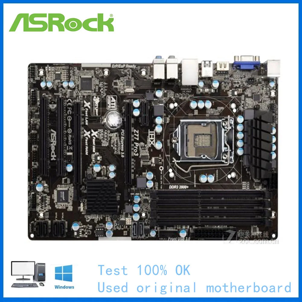 

For ASRock Z77 Pro3 Motherboard LGA 1155 For Intel Z77 DDR3 Used Desktop Mainboard USB3.0 SATA 3