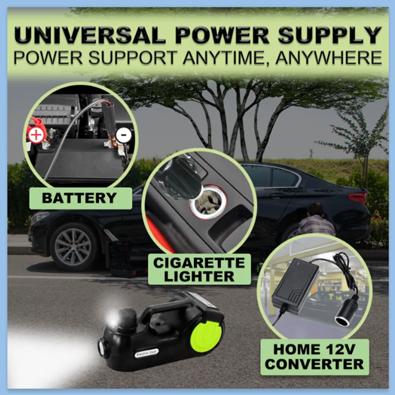 12V 5Ton 155-450/530mm 4 in 1 Electric Car Jack Electric Hydraulic Jack With Electric Impact Wrench Air Pump LED Light