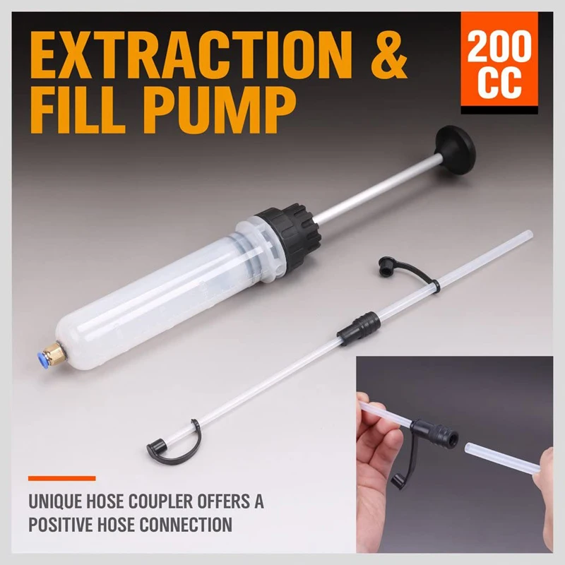 UTMALL 200CC Fluid Extractor&Fluid Syringe Pump Manual Suction Vacuum Fuel Car Transfer (200cc New)