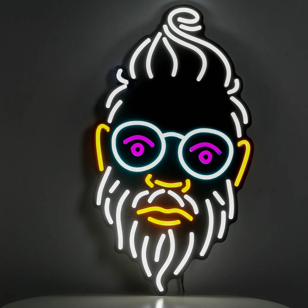 Óculos para barba e cabeça, retrato de homem, neon, bar, ktv, decoração de casa, festa de casamento, luz de neon