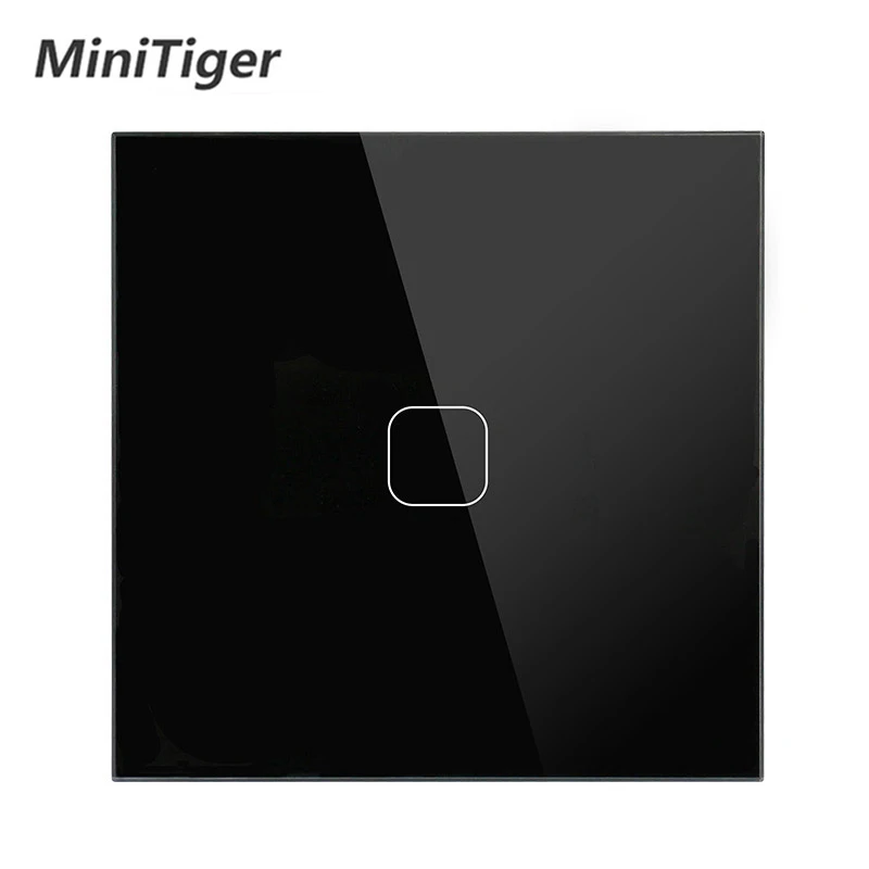 Minitiger EU Standard Touch Switch 1 Gang 1 Way wall Light Touch Screen Switch Crystal Glass Panel With LED