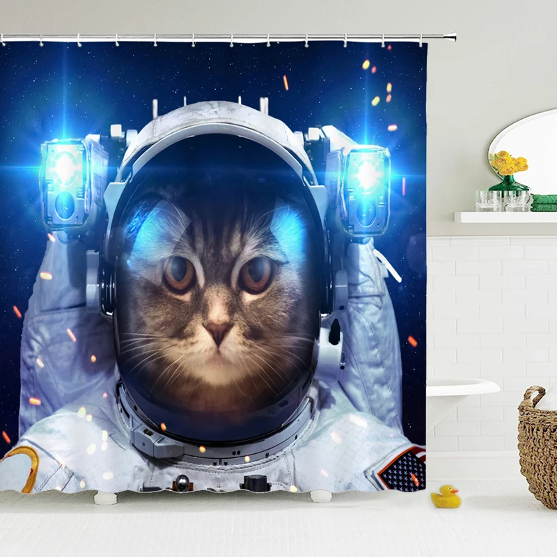 Cat Shower Curtains Bathroom Shower Curtain Cute 3D Fabric Shower Curtain with Hooks Funny Waterproof Shower Curtain or Mat